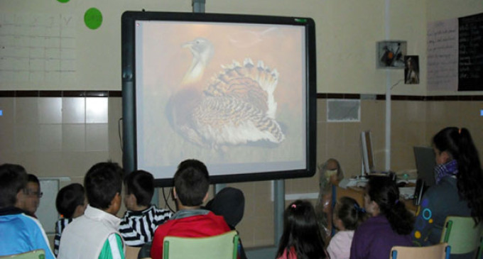 El alumnado del CEIP La Milagrosa, en Cerro Perea (Écija), en las actividades de sensibilización a las aves esteparias organizadas por el GDR Campiña-Alcores