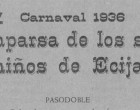 Canciones de la Comparsa de los 7 niños de Écija, de Madridejos (1936), en Pliego de Cordel