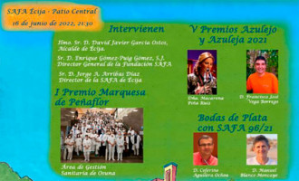 Las Escuelas Profesionales SA.FA. de Écija celebran los Premios Azulejos 2021, el I Premio Marquesa de Peñaflor y Entrega Insignias a los profesores por sus 25 años de enseñanza